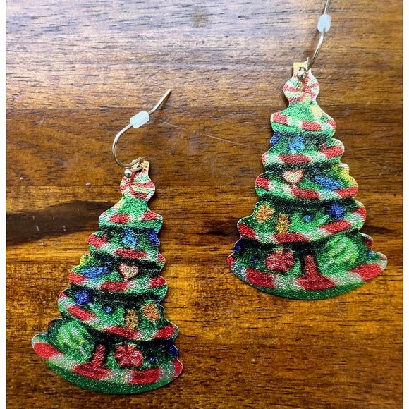 Old Fashioned Christmas Tree Earrings Handmade Jewelry Dangle Hooks New… - Picture 11 of 12